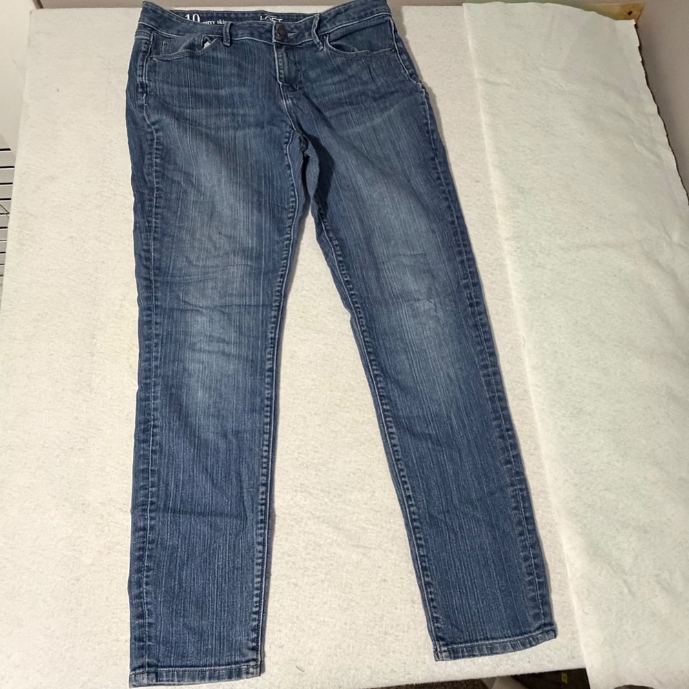 Ann Taylor LOFT Curvy Skinny Jeans Womens 10 Blue Medium Wash Stretch Mid Rise